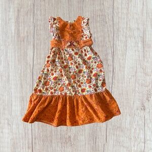 6-7 H&M Floral Corduroy Pinafore Dress